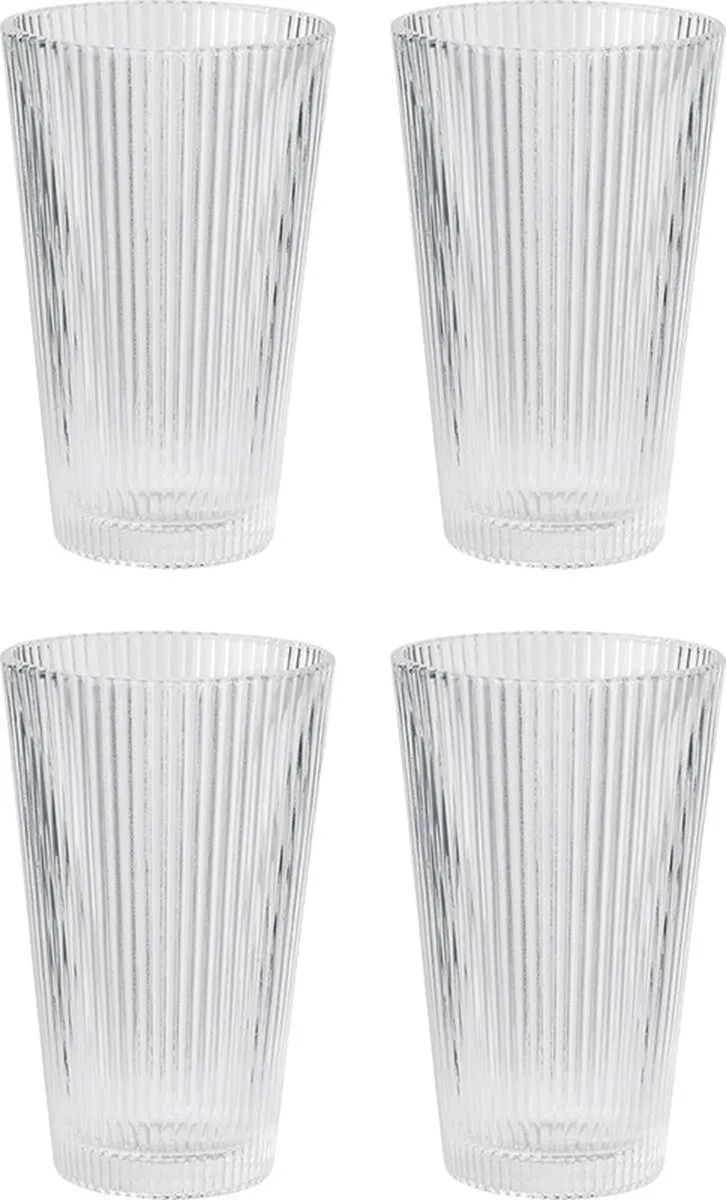 Pilastro - Drinkglas - Ribbel - 350 ml - 4 stuks van Stelton – productfoto