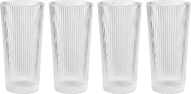 Pilastro - Longdrinkglas - Ribbel - 300 ml - 4 stuks