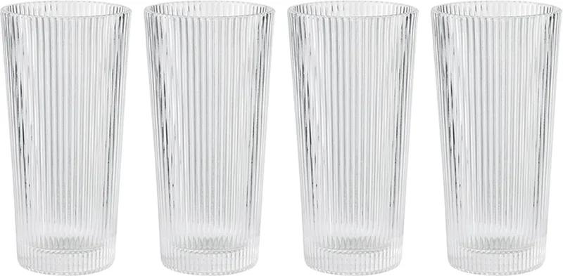 Pilastro - Longdrinkglas - Ribbel - 300 ml - 4 stuks by Stelton in Transparent – product photo
