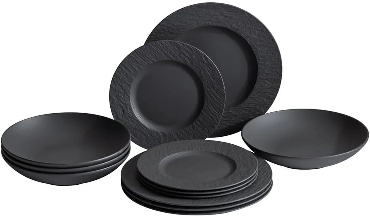 Tafelservice Manufacture Rock Set van 12 fra Villeroy & Boch i Zwart-gekleurd – produktbillede