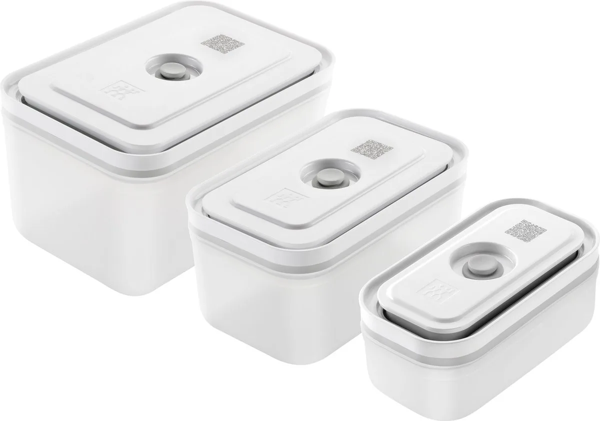Fresh & Save Vacuüm vershoudbakjes - Opbergdozen - 3-delige set - S 300ml - M 900ml - L 2000ml - Kunststof fra Zwilling i Hvid – produktbillede